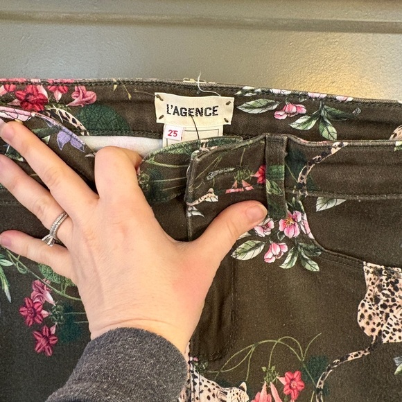 L'AGENCE Floral and Leopard Print Trousers - Picture 2 of 4